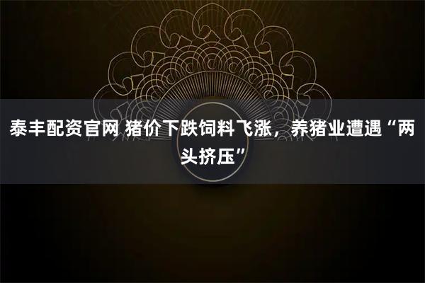 泰丰配资官网 猪价下跌饲料飞涨，养猪业遭遇“两头挤压”